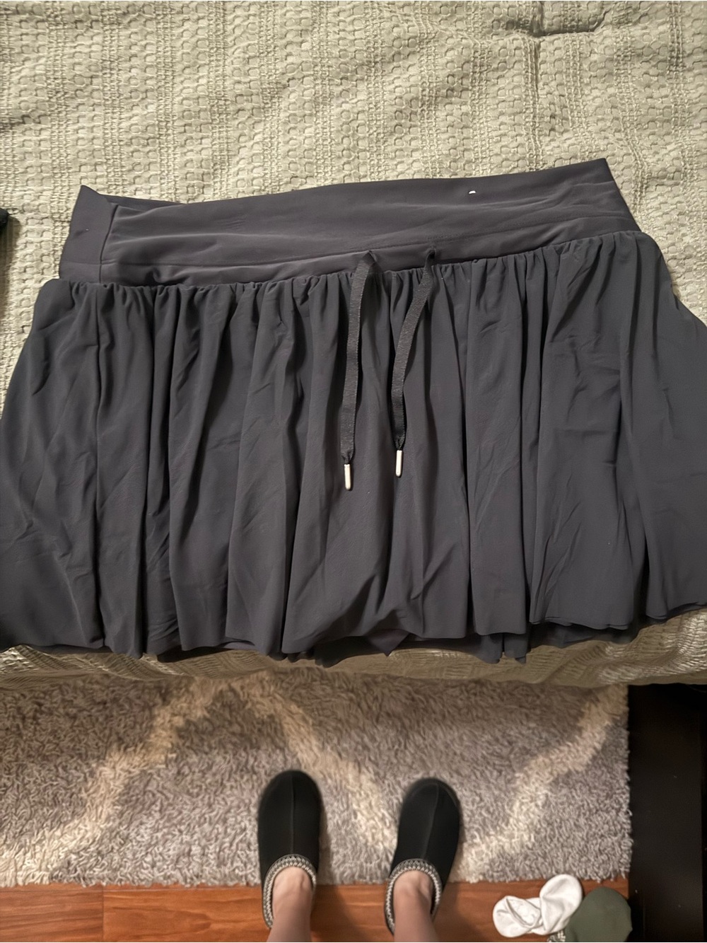 Old Navy Black Pleated Drawstring Mini Skirt